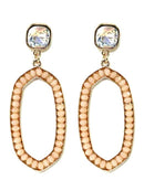 VE2763 Iridescent Post Gemstone Oval Dangle Earrings - MiMi Wholesale