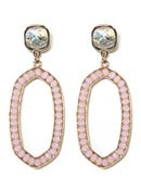 VE2763 Iridescent Post Gemstone Oval Dangle Earrings - MiMi Wholesale