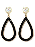 VE2764 Maya Iridescent Post Rhinestone Outline Teardrop Earrings - MiMi Wholesale