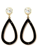 VE2764 Maya Iridescent Post Rhinestone Outline Teardrop Earrings - MiMi Wholesale