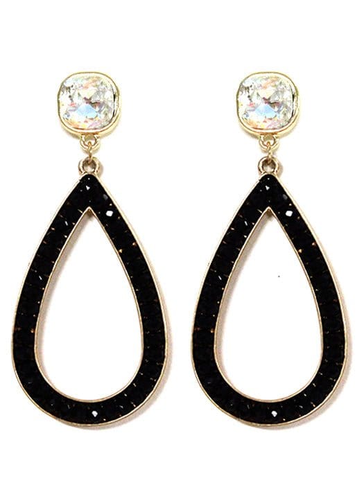 VE2764 Maya Iridescent Post Rhinestone Outline Teardrop Earrings - MiMi Wholesale