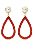 VE2764 Maya Iridescent Post Rhinestone Outline Teardrop Earrings - MiMi Wholesale