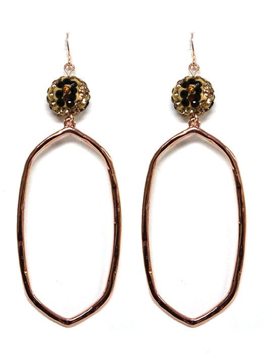 VE2776 Bead Post Long Oval Dangle Earrings - MiMi Wholesale