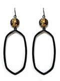 VE2776 Bead Post Long Oval Dangle Earrings - MiMi Wholesale