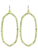 VE3017 Rhinestone Oval Dangle Earrings - MiMi Wholesale