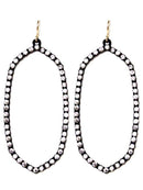 VE3017 Rhinestone Oval Dangle Earrings - MiMi Wholesale