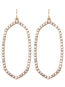 VE3017 Rhinestone Oval Dangle Earrings - MiMi Wholesale