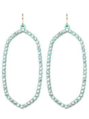 VE3017 Rhinestone Oval Dangle Earrings - MiMi Wholesale