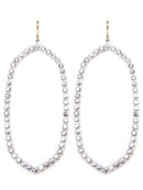 VE3017 Rhinestone Oval Dangle Earrings - MiMi Wholesale