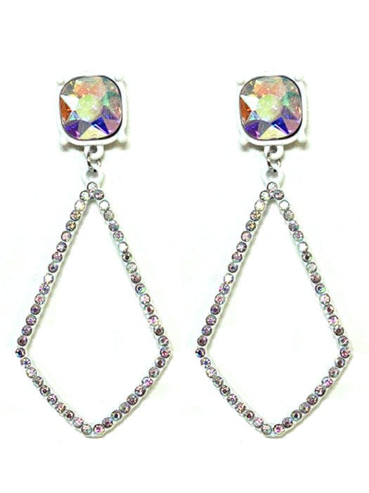 VE3025 Iridescent Post Rhinestone Kite Earrings - MiMi Wholesale