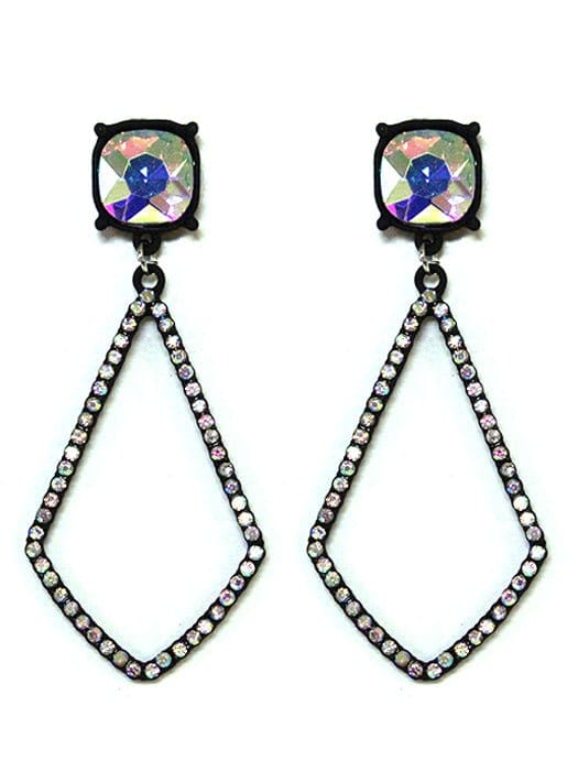 VE3025 Iridescent Post Rhinestone Kite Earrings - MiMi Wholesale