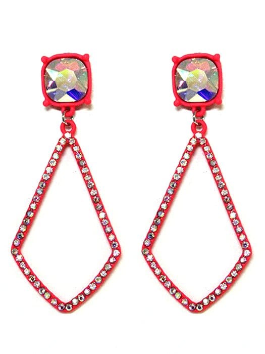 VE3025 Iridescent Post Rhinestone Kite Earrings - MiMi Wholesale