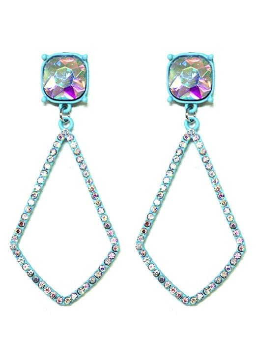 VE3025 Iridescent Post Rhinestone Kite Earrings - MiMi Wholesale