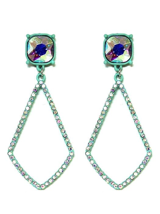 VE3025 Iridescent Post Rhinestone Kite Earrings - MiMi Wholesale