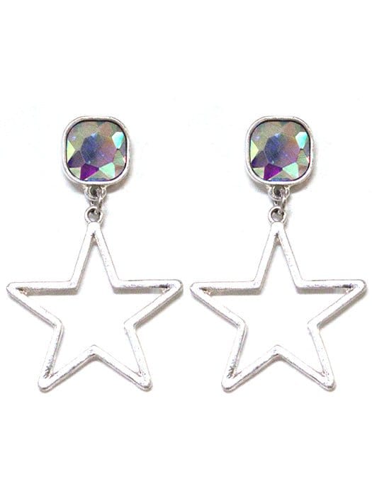 VE3081 Iridescent Post Star Dangle Earrings - MiMi Wholesale