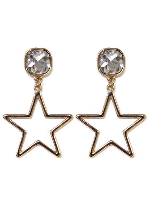 VE3081 Iridescent Post Star Dangle Earrings - MiMi Wholesale