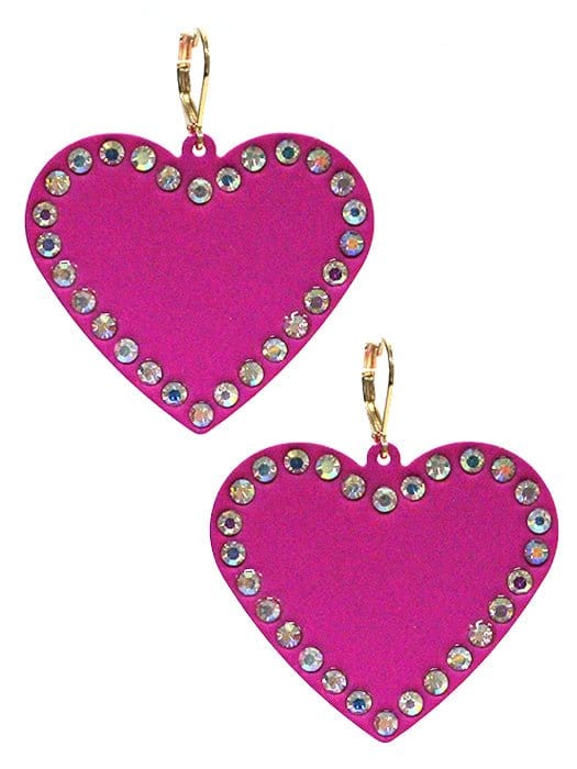 VE3535 Rhinestone Heart Dangle Earrings - MiMi Wholesale