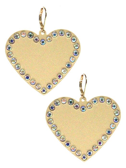 VE3535 Rhinestone Heart Dangle Earrings - MiMi Wholesale