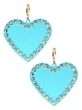 VE3535 Rhinestone Heart Dangle Earrings - MiMi Wholesale