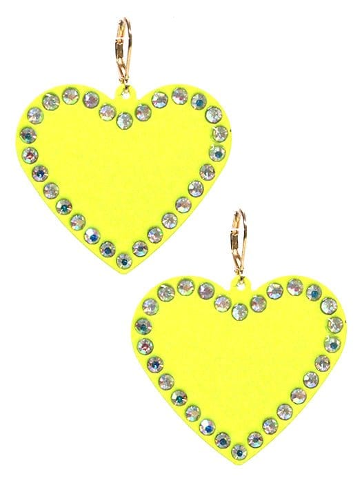 VE3535 Rhinestone Heart Dangle Earrings - MiMi Wholesale