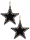 VE3536 Rhinestone Solid Star Dangle Earrings - MiMi Wholesale