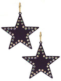 VE3536 Rhinestone Solid Star Dangle Earrings - MiMi Wholesale