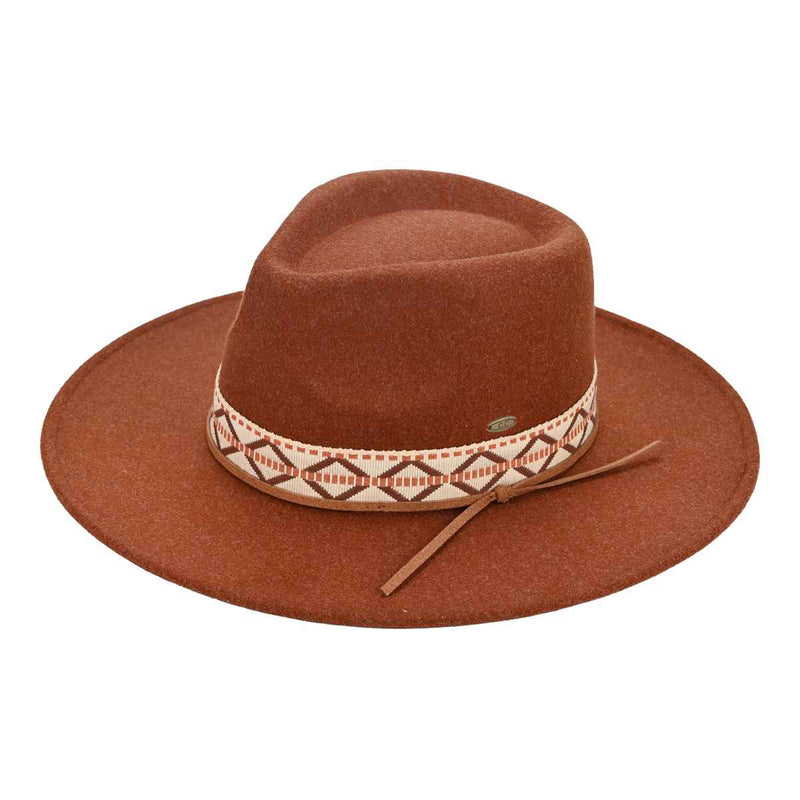 VFE0005 Geometric Band Felt Panama Hat - MiMi Wholesale