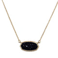 VNE0532 Druzy Oval Pendant Necklace - MiMi Wholesale