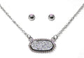 VNE0616 Eloise Druzy Oval Pendant Necklace & Earrings Set - MiMi Wholesale