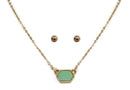 VNE0851 Sally Druzy Hexagon Pendant Necklace & Earrings Set - MiMi Wholesale