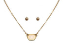 VNE0851 Sally Druzy Hexagon Pendant Necklace & Earrings Set - MiMi Wholesale