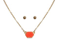 VNE0851 Sally Druzy Hexagon Pendant Necklace & Earrings Set - MiMi Wholesale