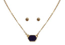 VNE0851 Sally Druzy Hexagon Pendant Necklace & Earrings Set - MiMi Wholesale