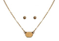 VNE0851 Sally Druzy Hexagon Pendant Necklace & Earrings Set - MiMi Wholesale