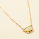 VNE0851 Sally Druzy Hexagon Pendant Necklace & Earrings Set - MiMi Wholesale