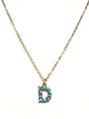 VNE1147 16 Piece Assorted Turquoise Beaded Initial Necklace Pack - MiMi Wholesale