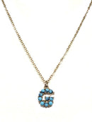 VNE1147 16 Piece Assorted Turquoise Beaded Initial Necklace Pack - MiMi Wholesale