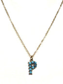 VNE1147 16 Piece Assorted Turquoise Beaded Initial Necklace Pack - MiMi Wholesale
