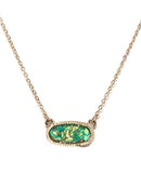 VNE1233 Gemstone Oval Pendant Necklace - MiMi Wholesale