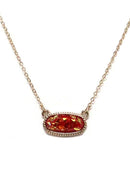 VNE1233 Gemstone Oval Pendant Necklace - MiMi Wholesale