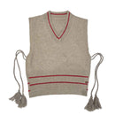 VTC0048 V Neck Knit Vest With Tassels - MiMi Wholesale