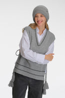 VTC0048 V Neck Knit Vest With Tassels - MiMi Wholesale