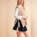 VTC0048 V Neck Knit Vest With Tassels - MiMi Wholesale