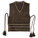 VTC0048 V Neck Knit Vest With Tassels - MiMi Wholesale