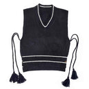 VTC0048 V Neck Knit Vest With Tassels - MiMi Wholesale