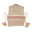 VTC0060 Chevron Print Knit Vest With Tassels - MiMi Wholesale