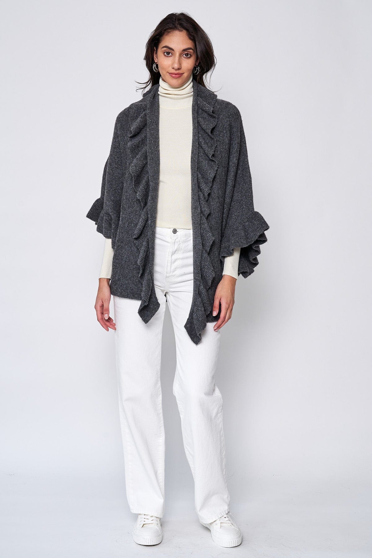 WCC320107 Yolanda Ruffle Knit Cardigan - MiMi Wholesale