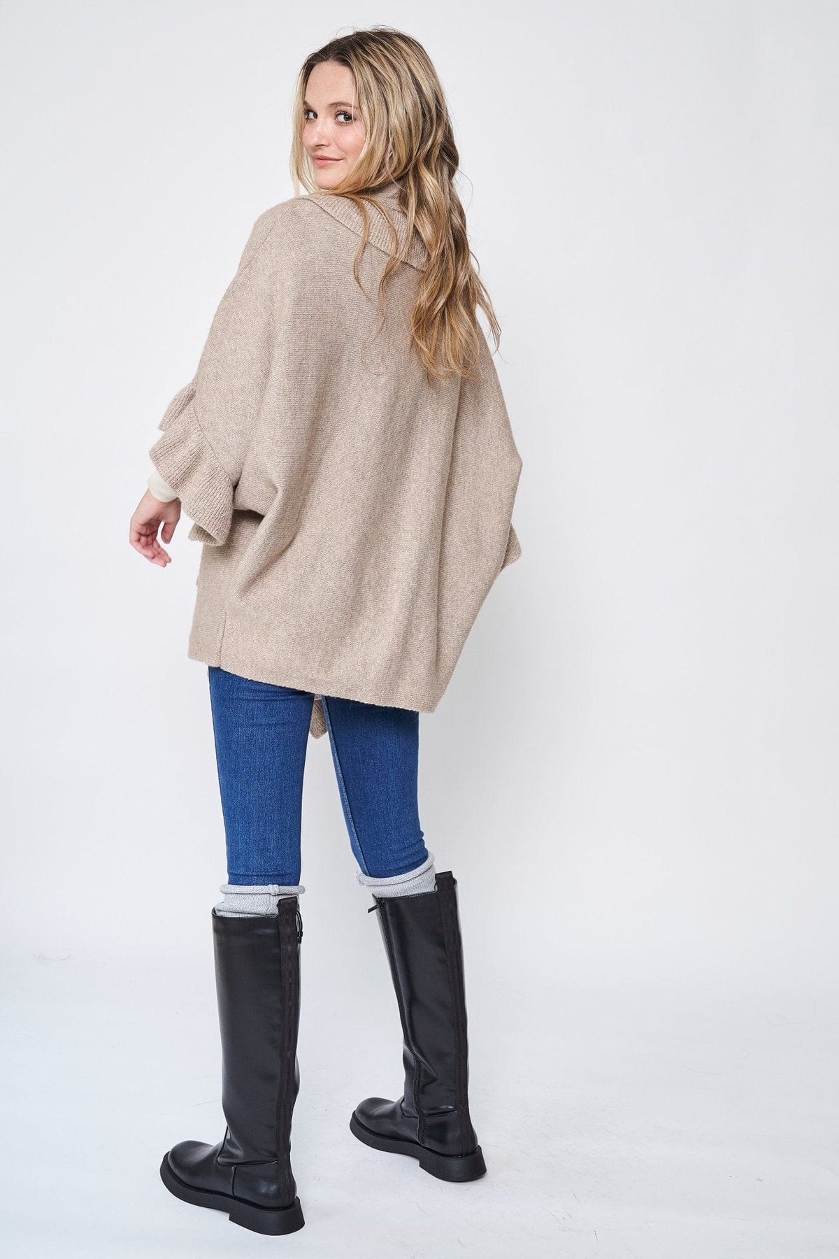 WCC320107 Yolanda Ruffle Knit Cardigan - MiMi Wholesale