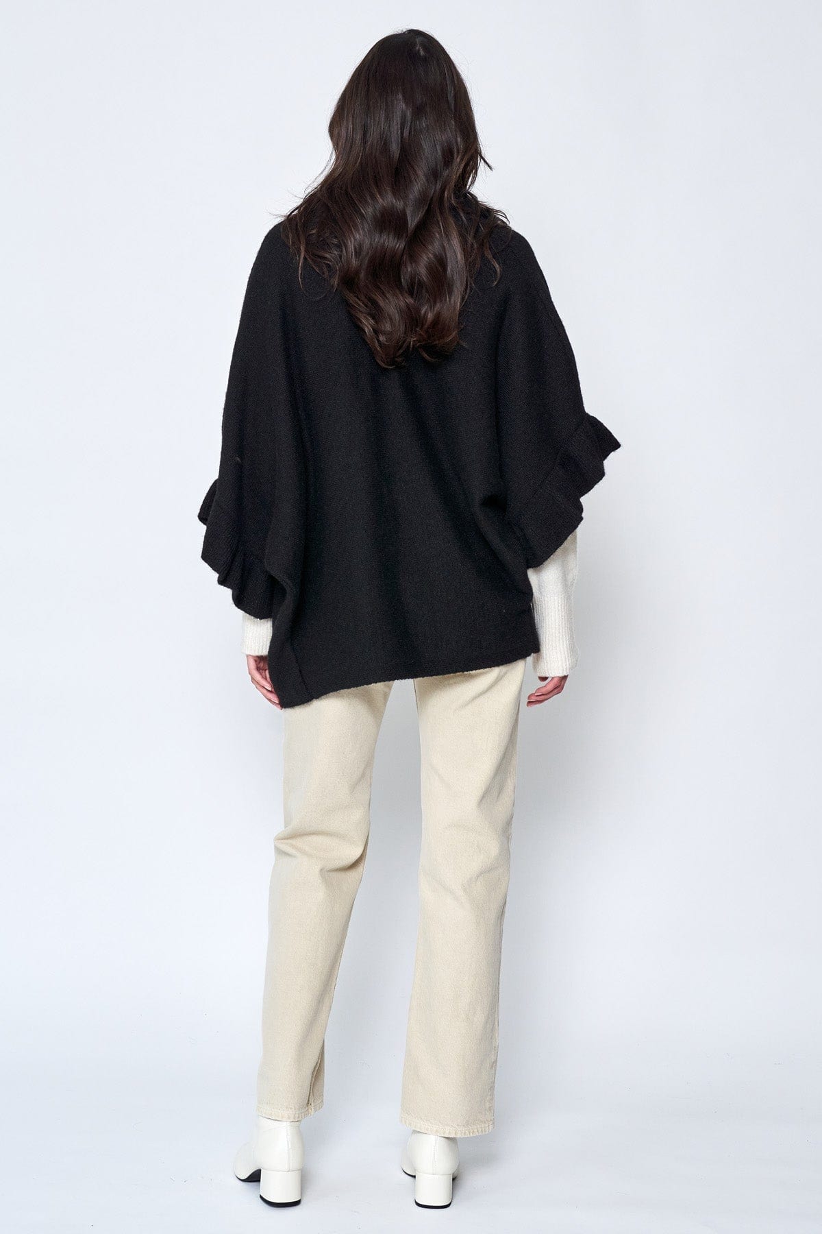 WCC320107 Yolanda Ruffle Knit Cardigan - MiMi Wholesale