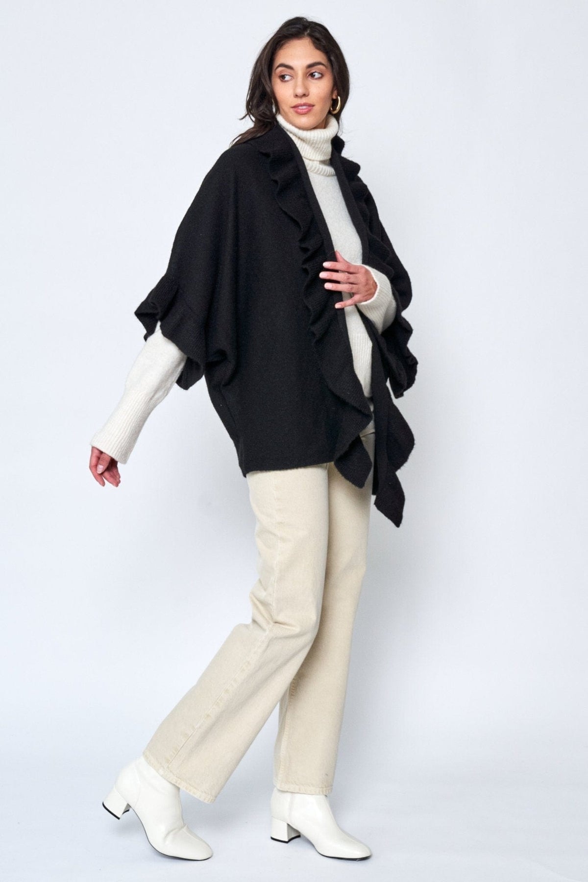 WCC320107 Yolanda Ruffle Knit Cardigan - MiMi Wholesale